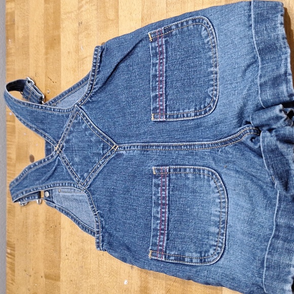 Vintage Old Navy Denim Kids Overall Shorts with Floral Embroidery Girls 2T - Picture 10 of 11